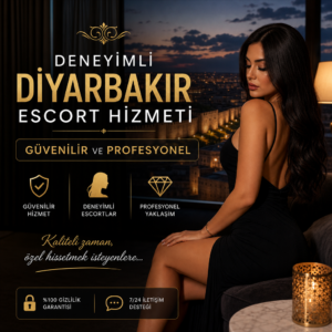 Profesyonel ve güvenilir deneyimli Diyarbakır escort hizmeti tanıtım görseli, şık ve davetkar tasarım.