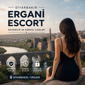 Diyarbakır Ergani Escort başlıklı, güvenilir ve güncel ilanları tanıtan grafik banner.