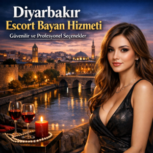 Genç kadın modern kıyafetlerle poz veriyor, arka planda Diyarbakır şehri bulanık şekilde görülüyor.