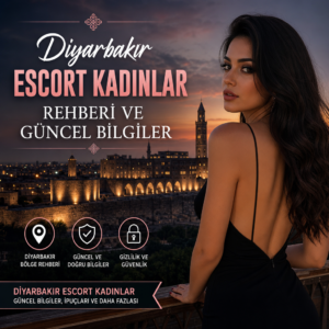 Diyarbakır şehir silüeti üzerinde rehber ve bilgi vurgulu görsel, güvenli hizmet temalı.