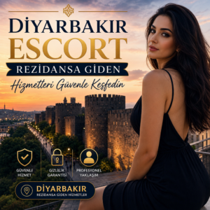A smiling woman in business attire stands confidently, promoting professional escort services in Diyarbakır.