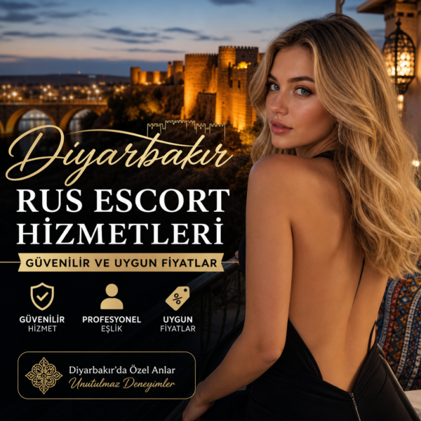 Diyarbakır Rus escort hizmetlerini tanıtan, şık kıyafetli bir kadın profesyonel bir ortamda poz veriyor.