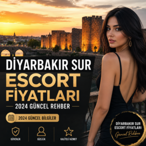 Map of Diyarbakır Sur with highlighted escort service areas and price information for 2024.