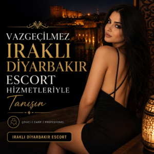 Woman in a black dress poses in front of a lit-up cityscape at night, promoting escort services.